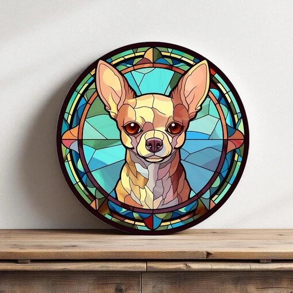 Dog canvas Personalized stain glass look made to order 12 inches new - Picture 1 of 16